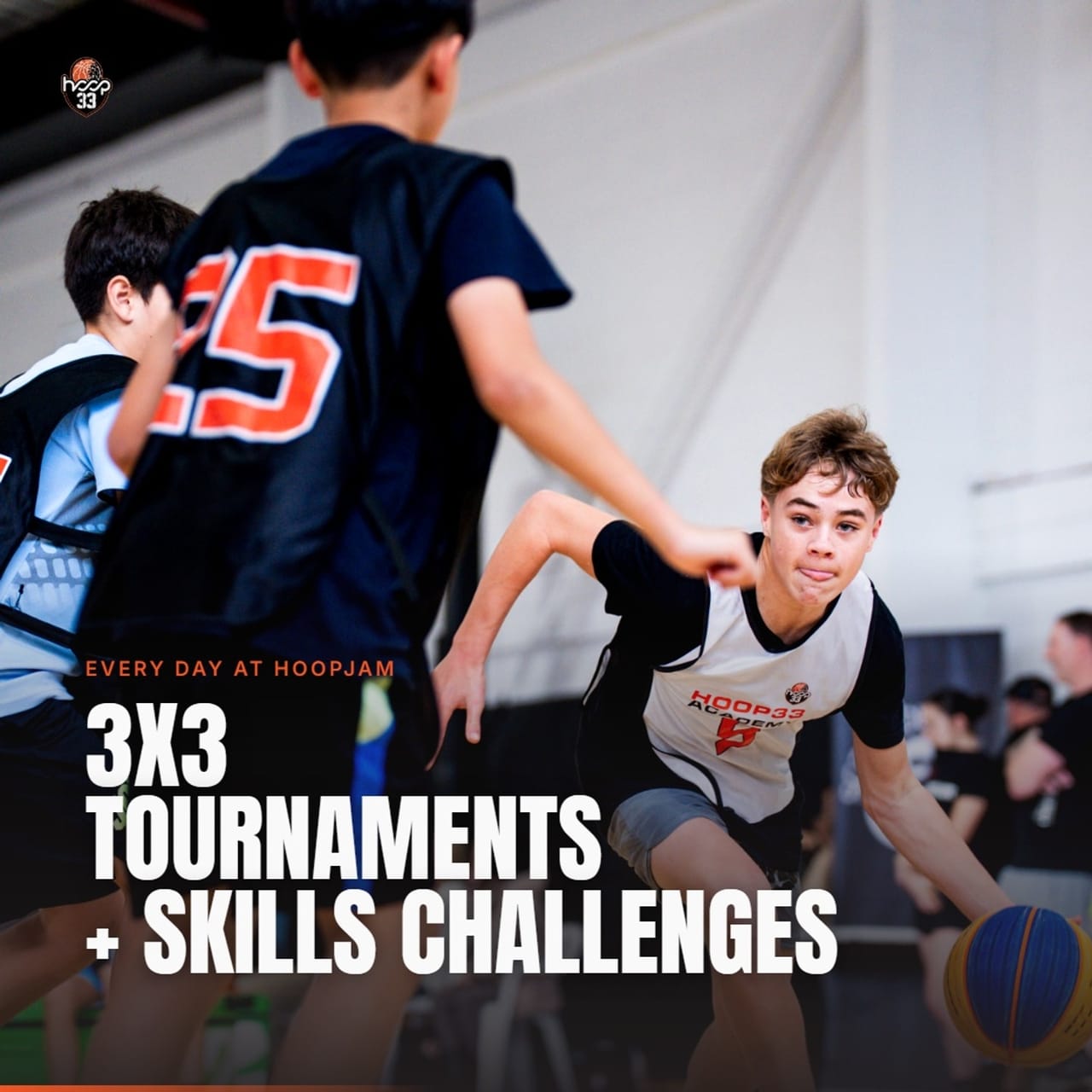 Every day at HoopJam — 3x3 tournaments plus skills challenges